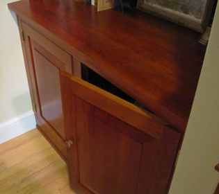 close-up on side cabinetry constructed by Welch Millwork and Design